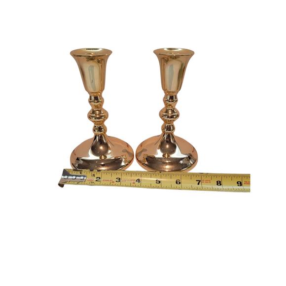 Vintage Brass Candleholder Pair Made in Japan 6" Tarnish Resistant Taper Candles - Picture 11 of 12